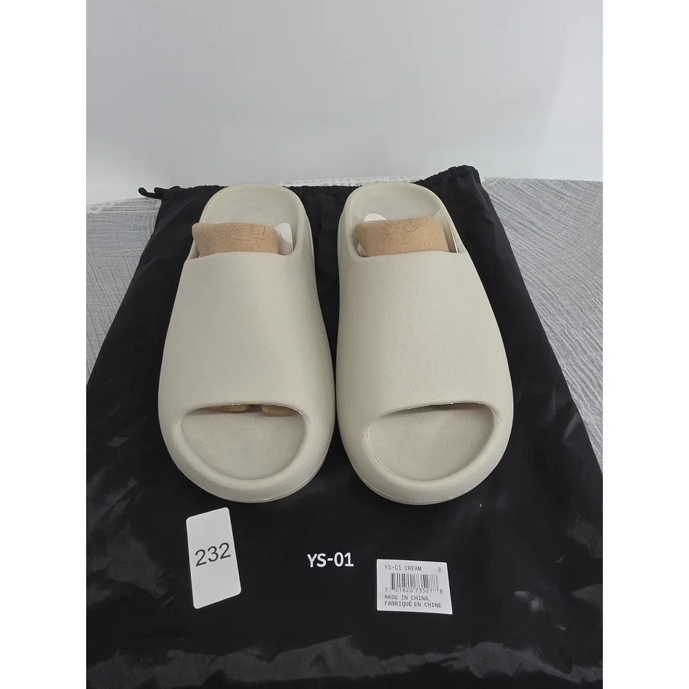 YS-01 Cream Foam Slides Minimalist Open Toe Sandals Men 8 / Women 9.5